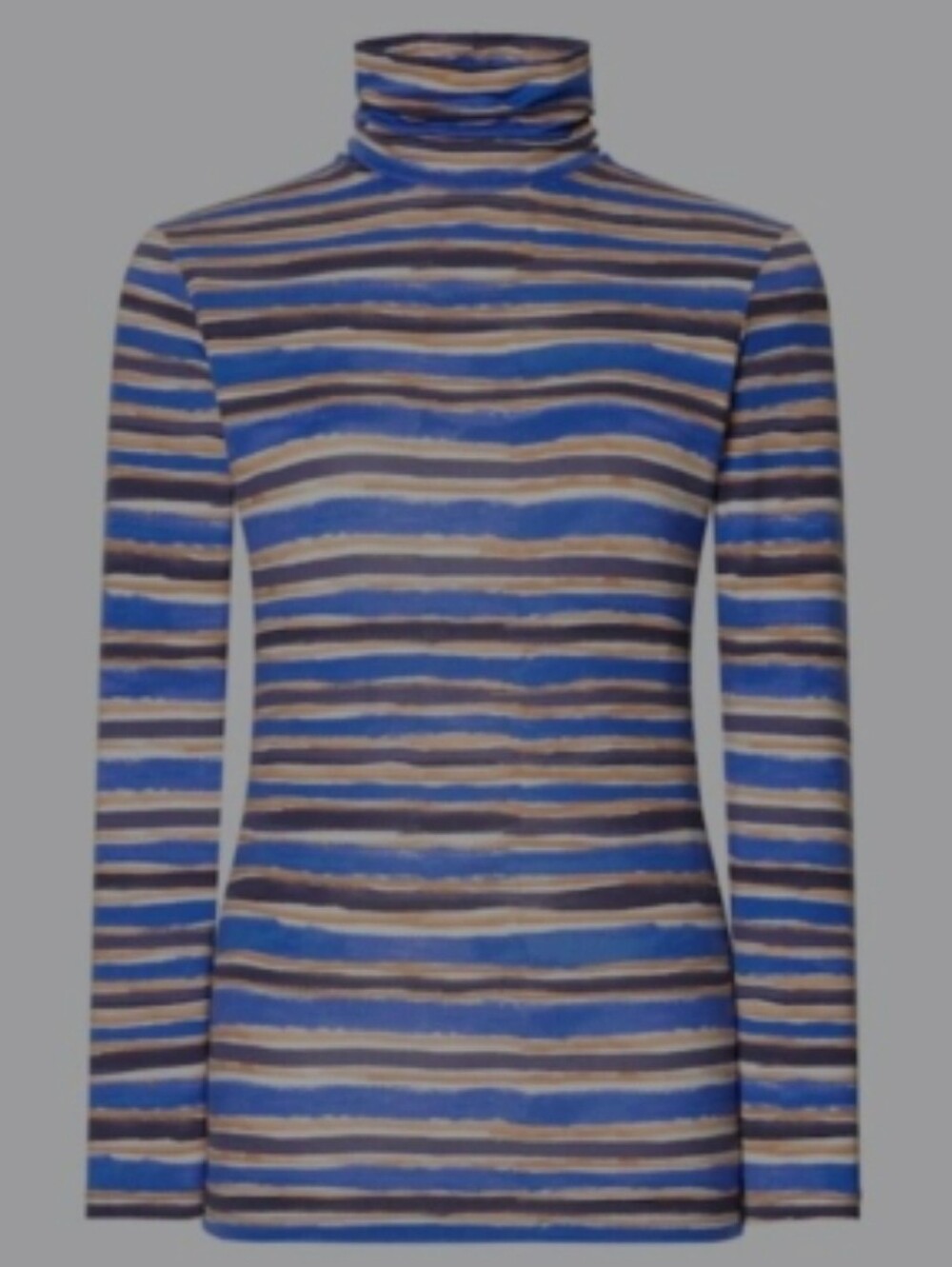 Marni X Uniqlo Heattech Blue Brown Striped Turtleneck Size M